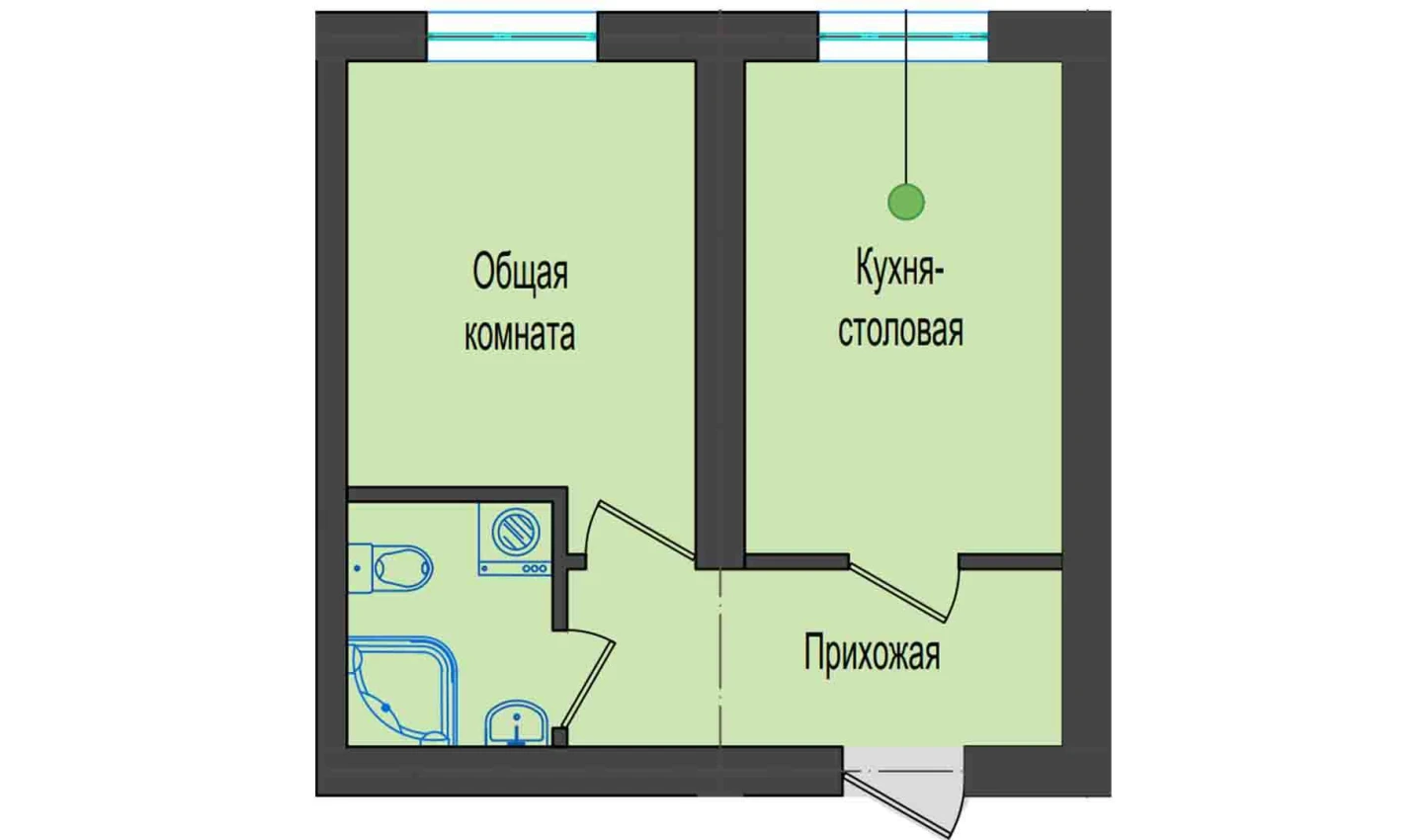 1-комнатная квартира 31.1 м²  2/2 этаж