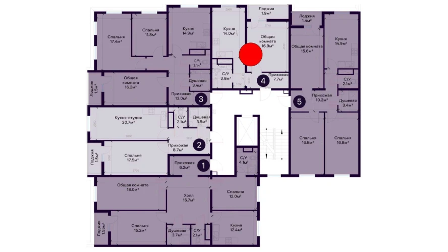 2-комнатная квартира 47.7 м²  3/3 этаж