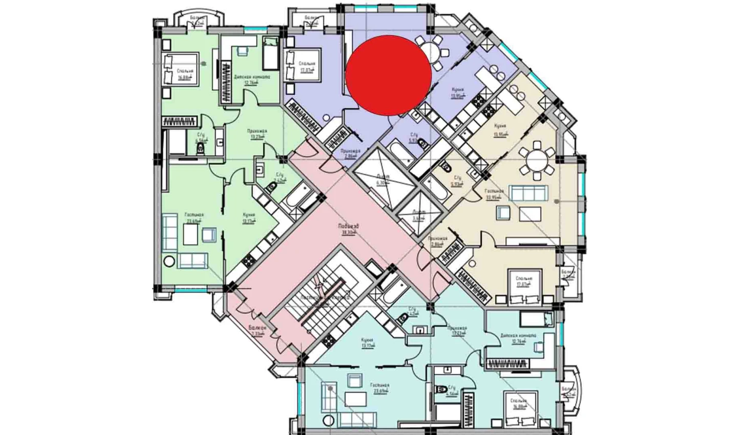 2-комнатная квартира 77.14 м²  3/3 этаж