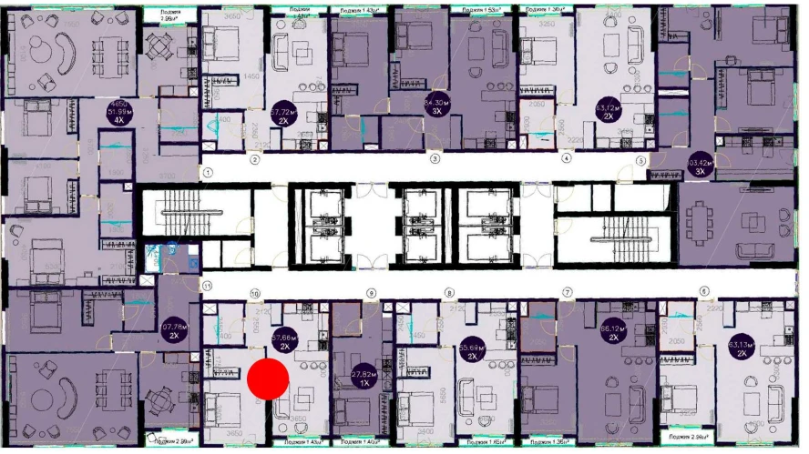 2-комнатная квартира 57.66 м²  2/2 этаж