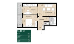 2-комн. квартира 44.89 м²  11/16 этаж | Жилой комплекс SOKIN DIYOR