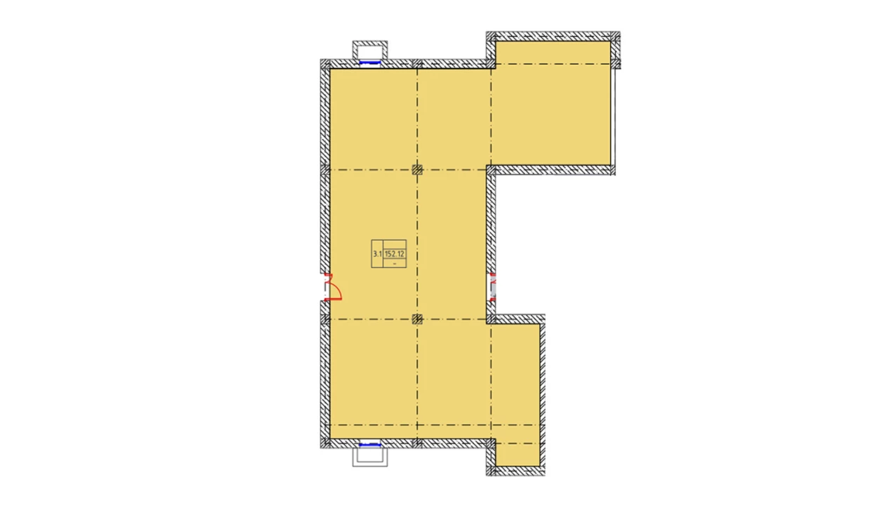 1-комнатная квартира 154.9 м²  1/1 этаж