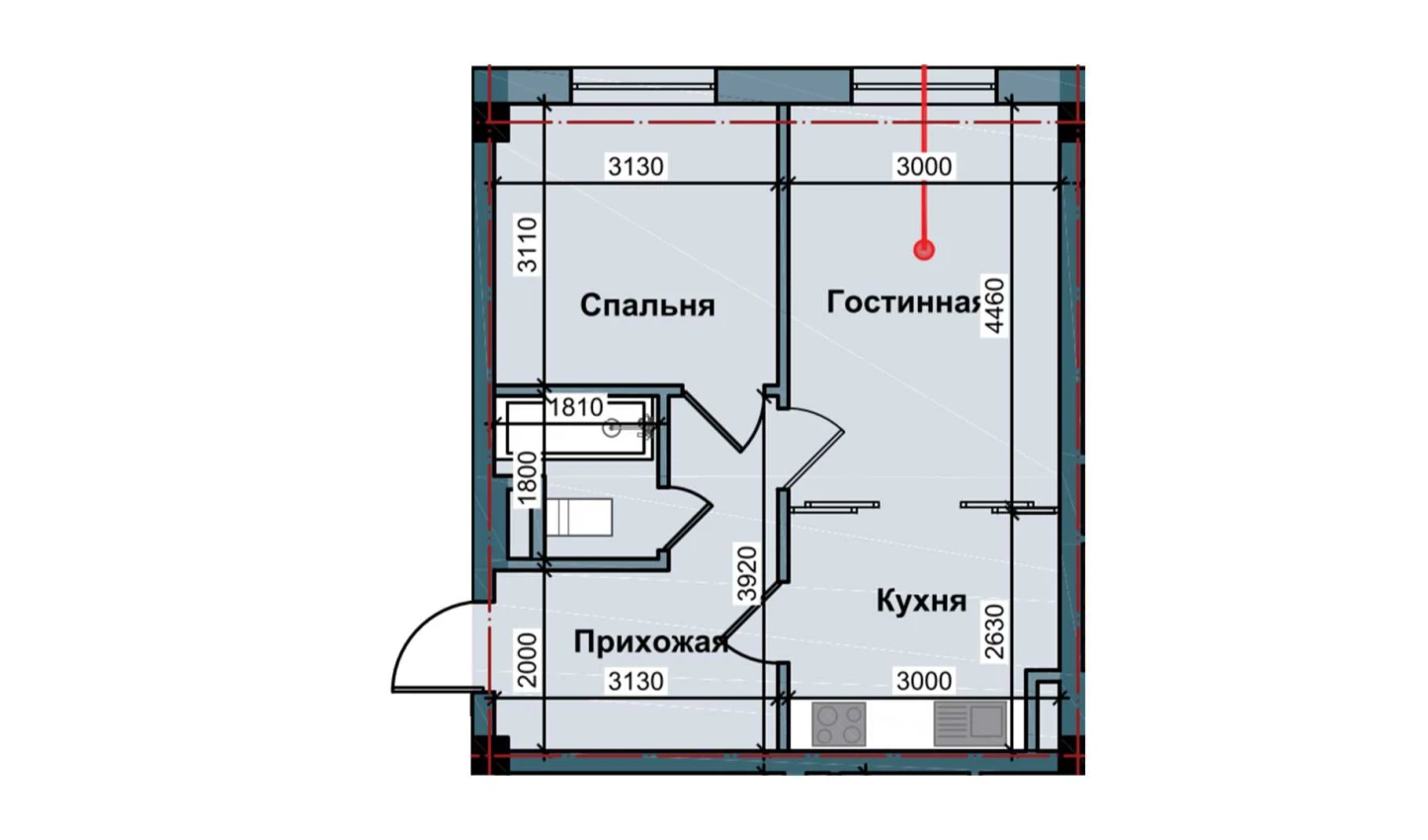 2-комнатная квартира 48 м²  2/2 этаж