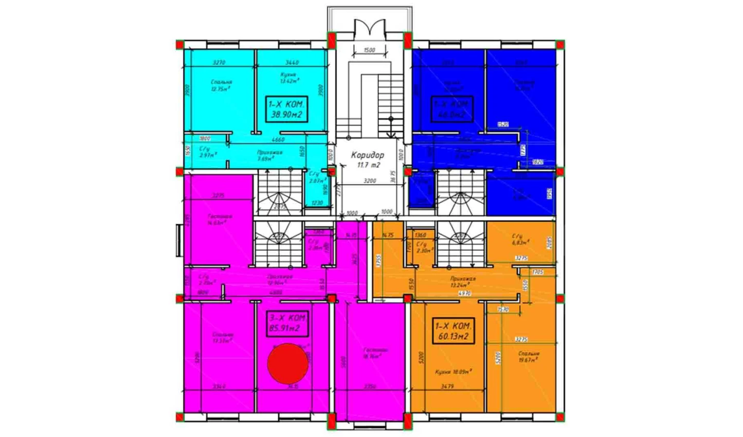 3-xonali xonadon 85.91 m²  1/1 qavat