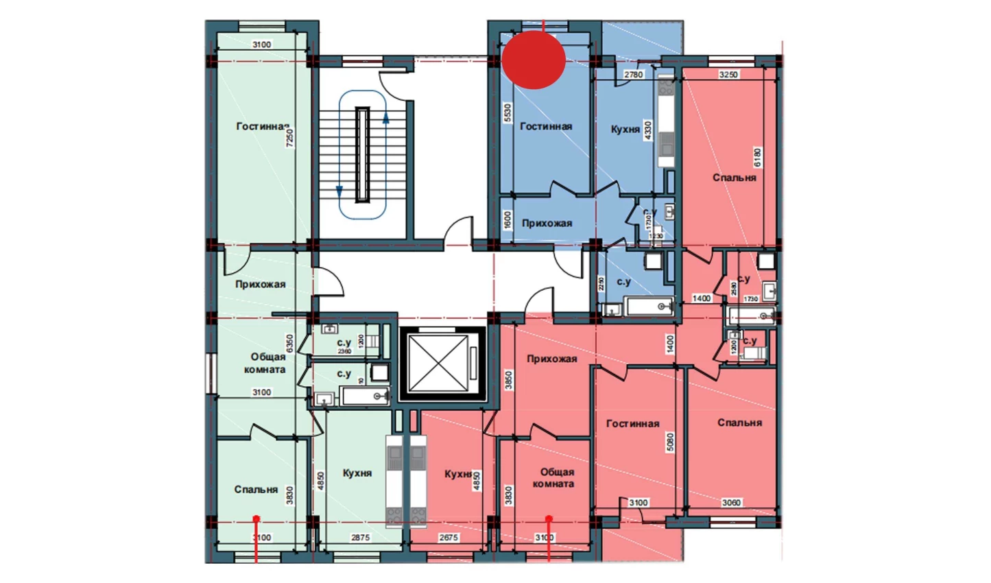 1-xonali xonadon 49.8 m²  11/11 qavat