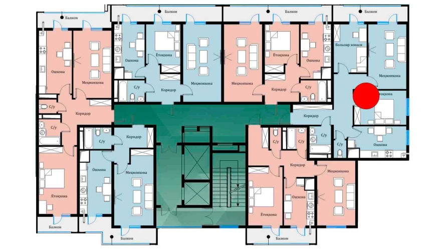 3-xonali xonadon 69.07 m²  15/15 qavat