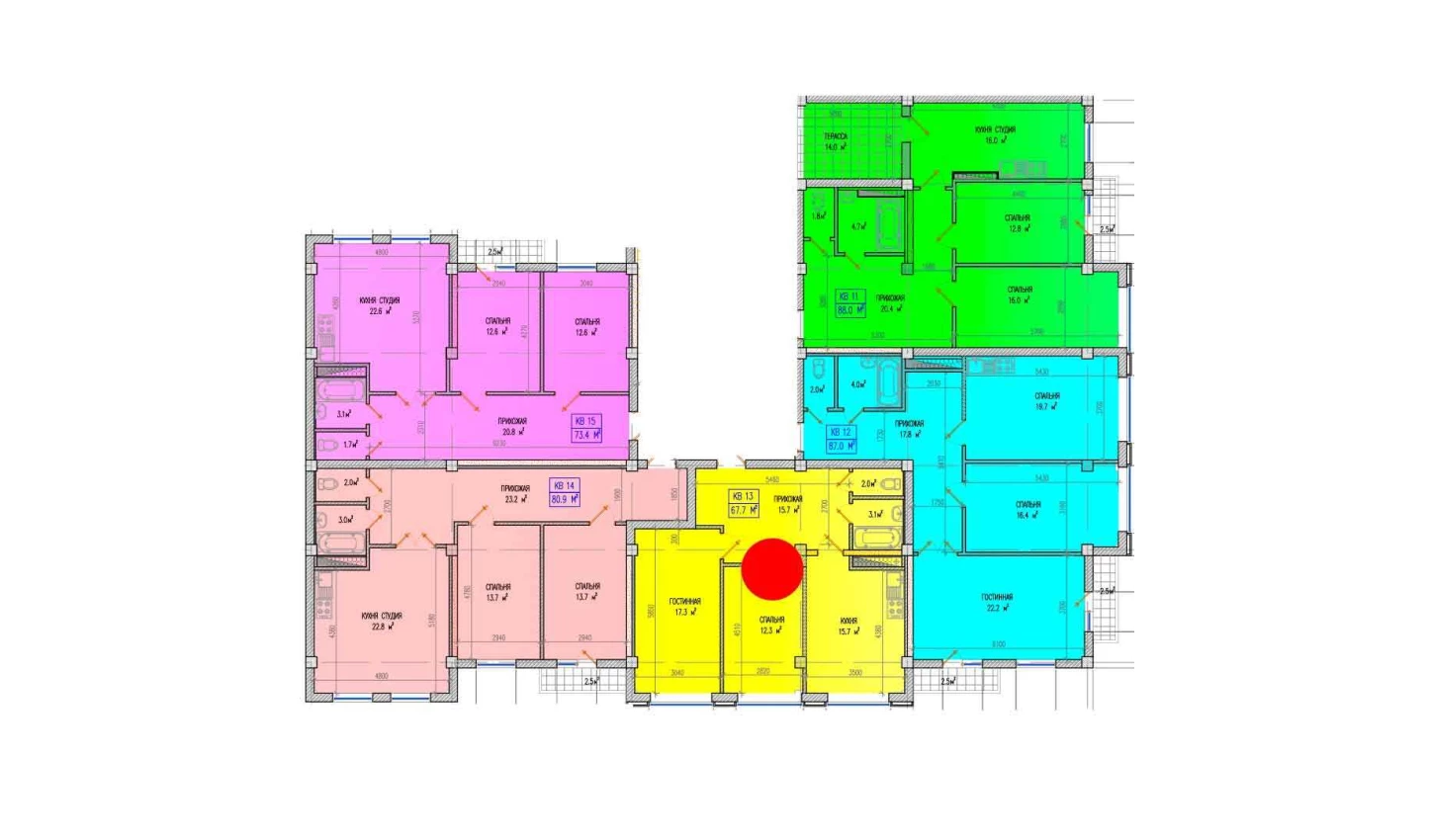 3-комнатная квартира 66.1 м²  3/3 этаж