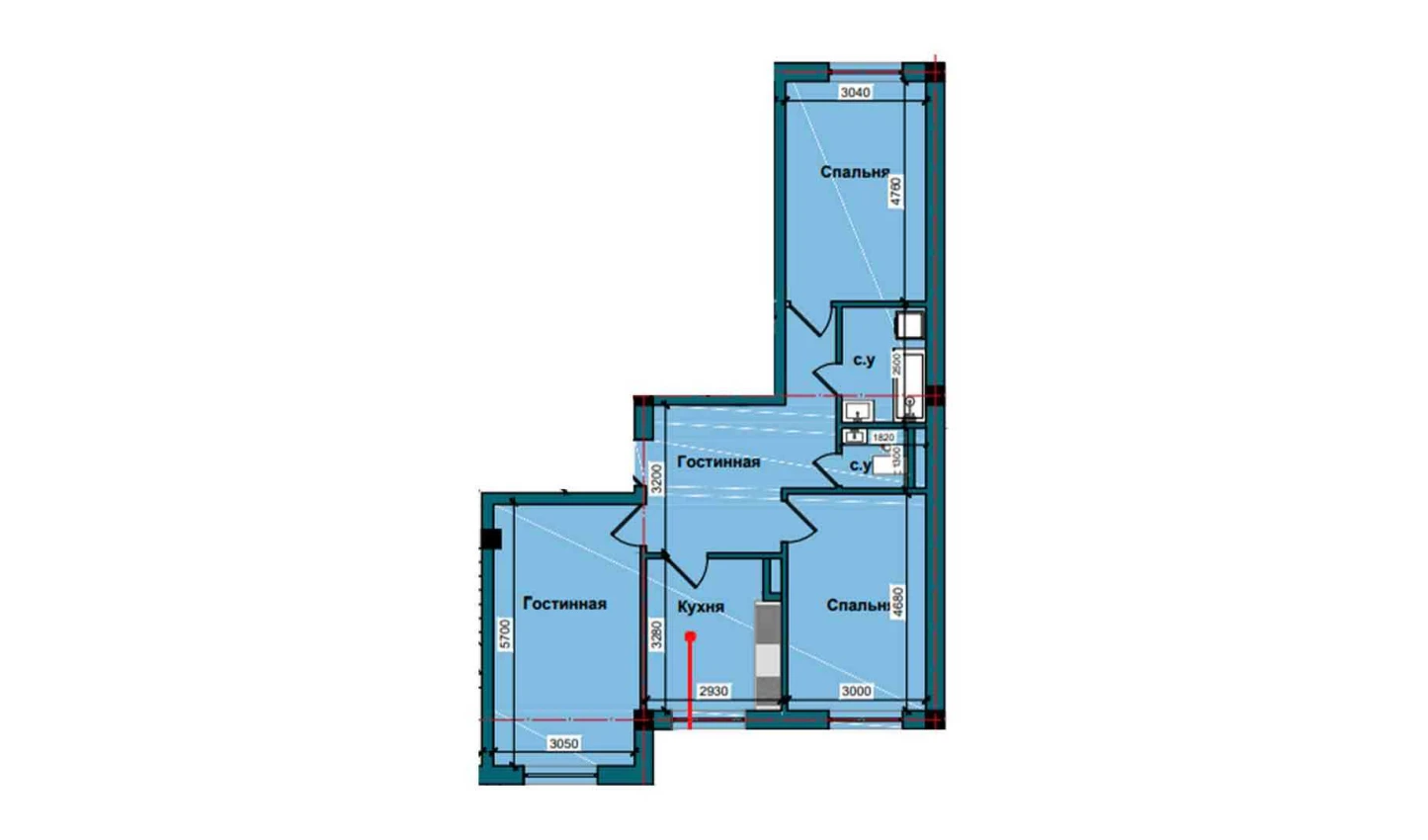 3-xonali xonadon 79.5 m²  2/2 qavat