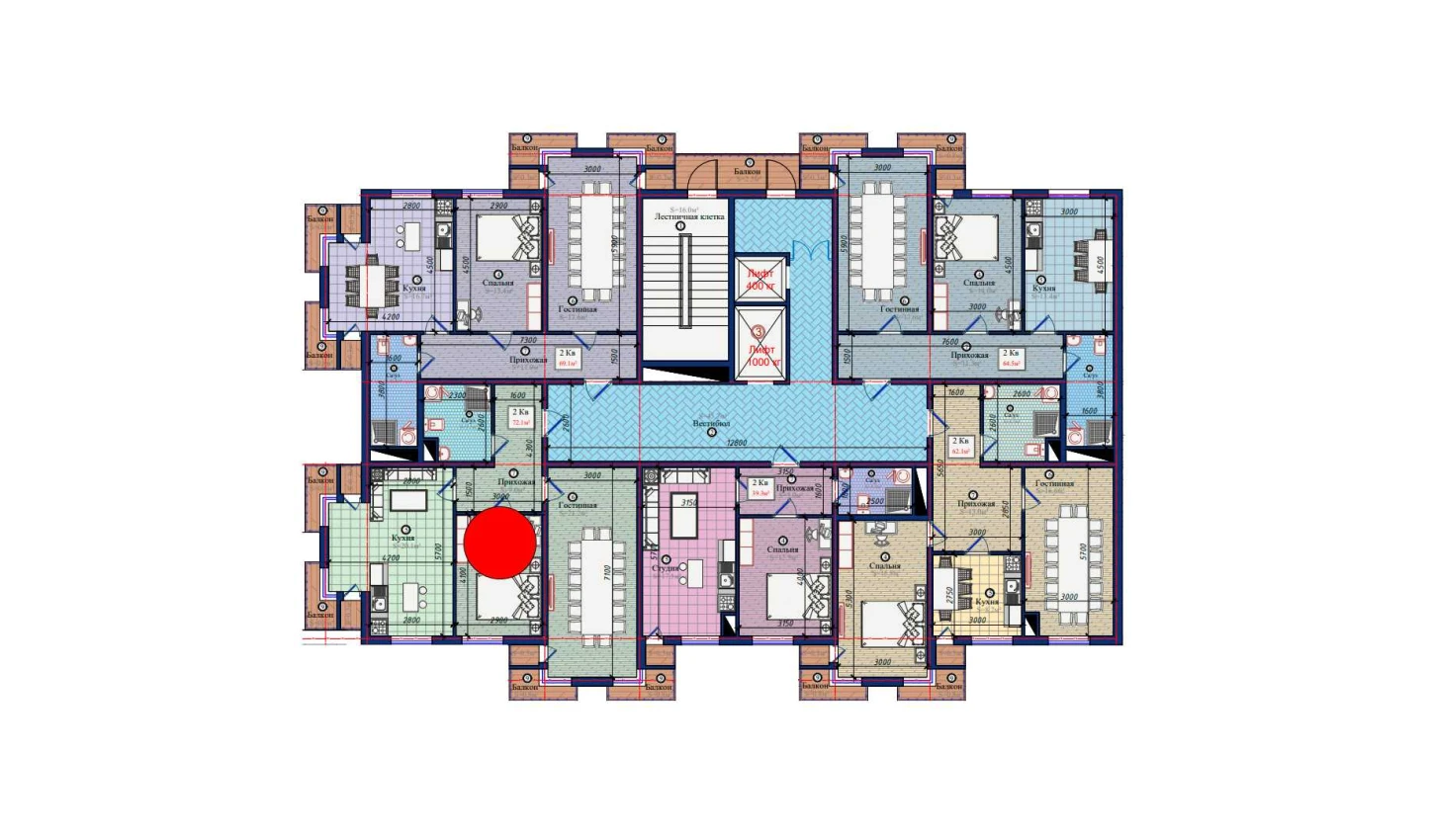 2-комнатная квартира 72.1 м²  3/3 этаж