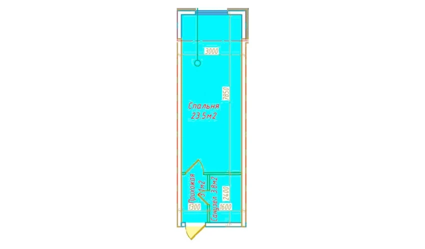 1-xonali xonadon 30.4 m²  9/9 qavat