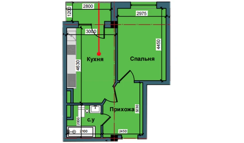 1-xonali xonadon 41.9 m²  9/9 qavat