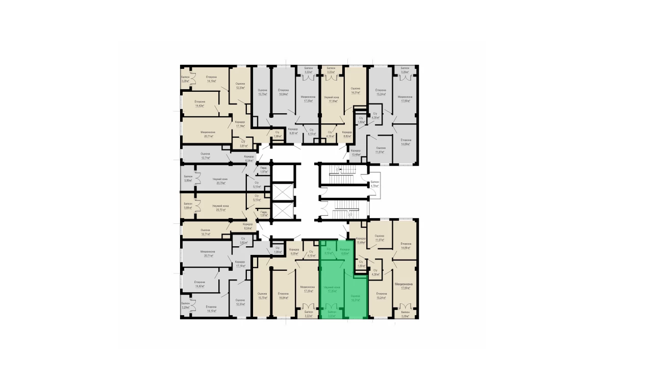 1-комнатная квартира 45.6 м²  9/9 этаж