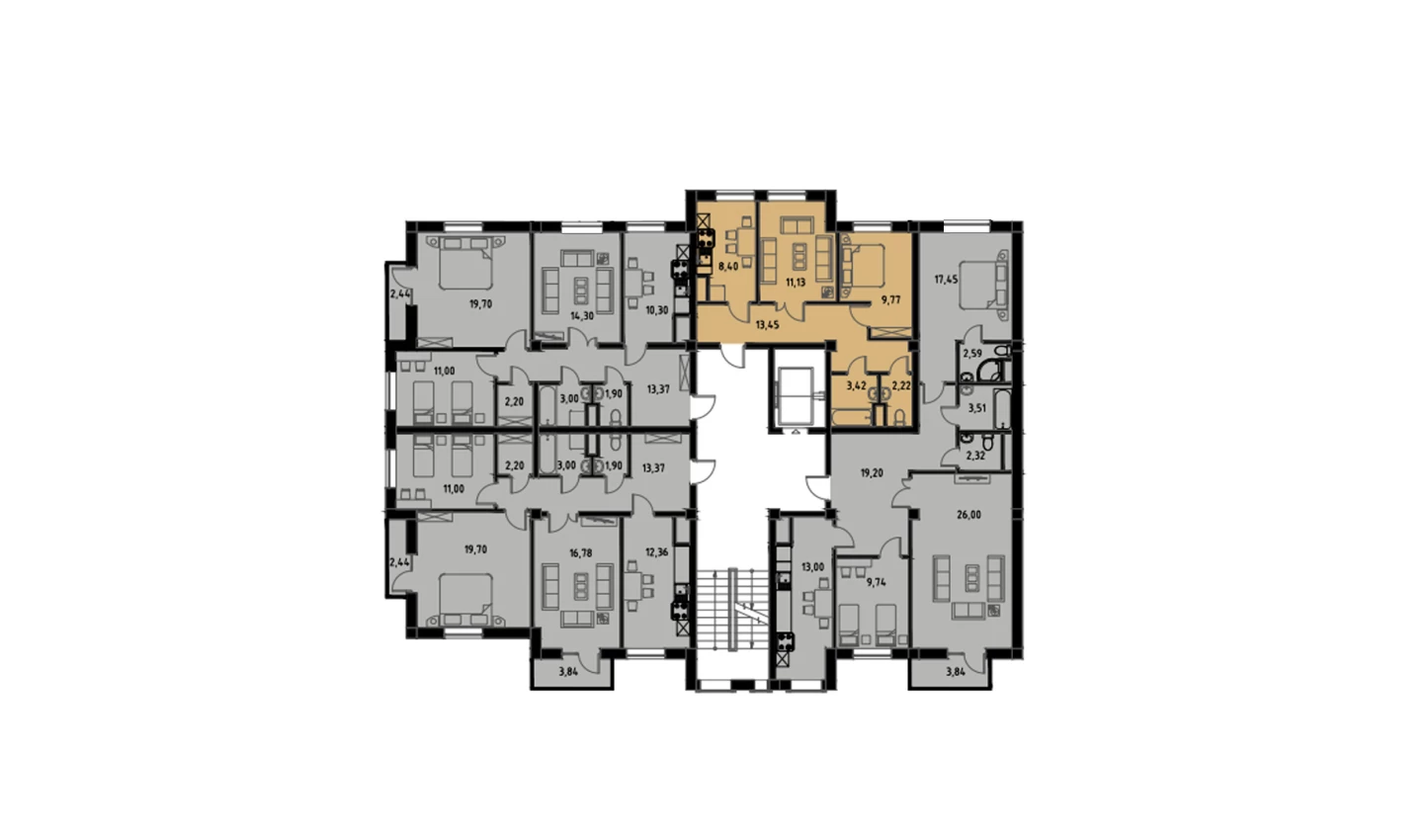 2-комнатная квартира 48.39 м²  2/2 этаж