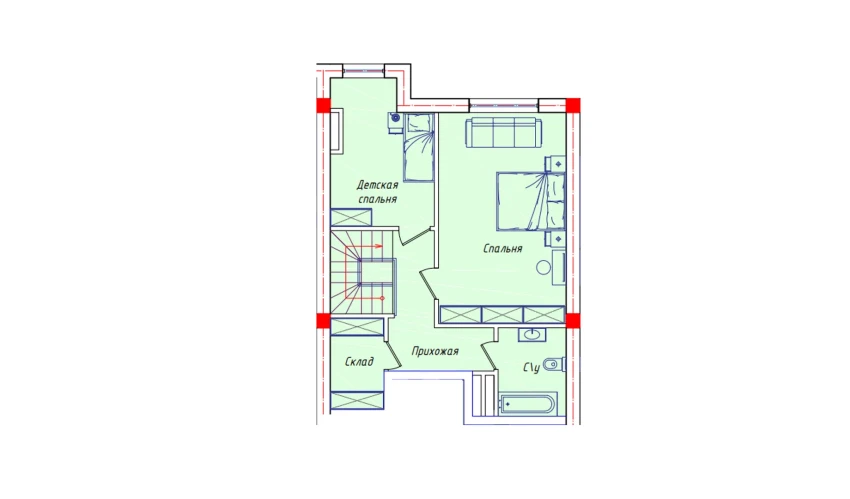 2-комнатная квартира 57.7 м²  8/8 этаж