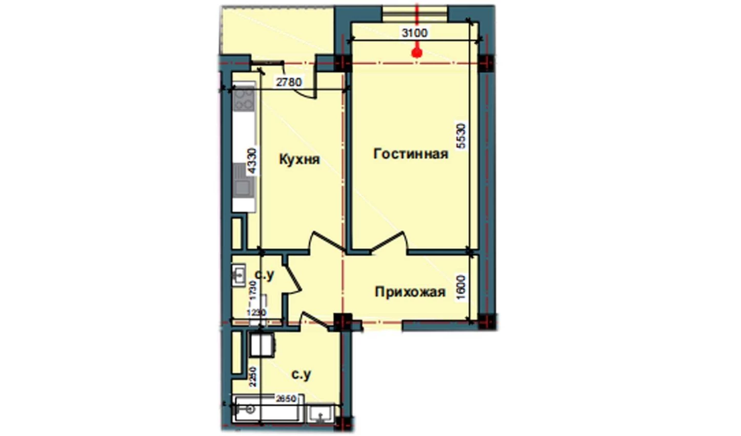 1-комнатная квартира 49.8 м²  10/10 этаж