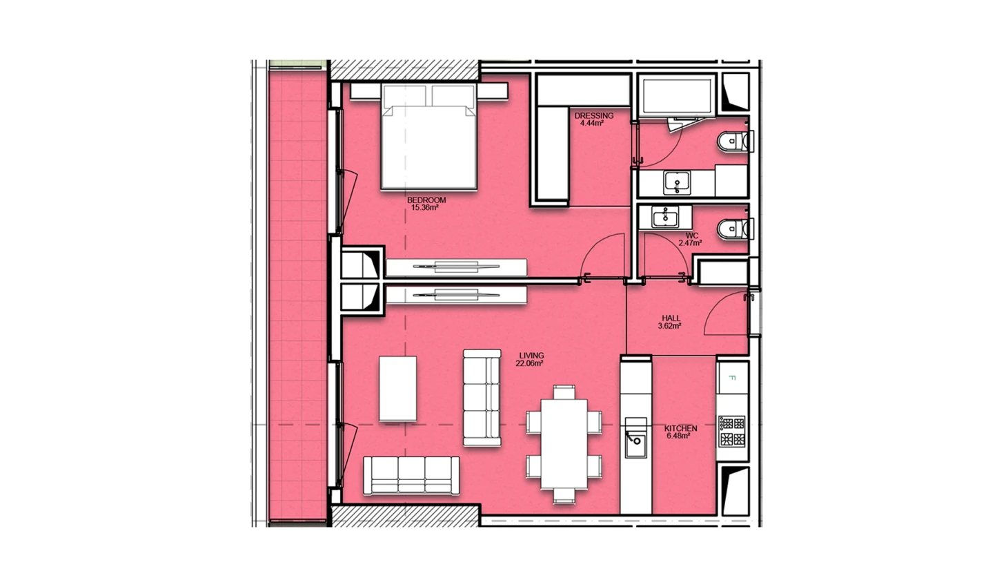 2-комнатная квартира 70.19 м²  8/8 этаж