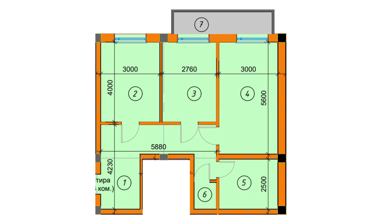 3-xonali xonadon 64.61 m²  3/3 qavat