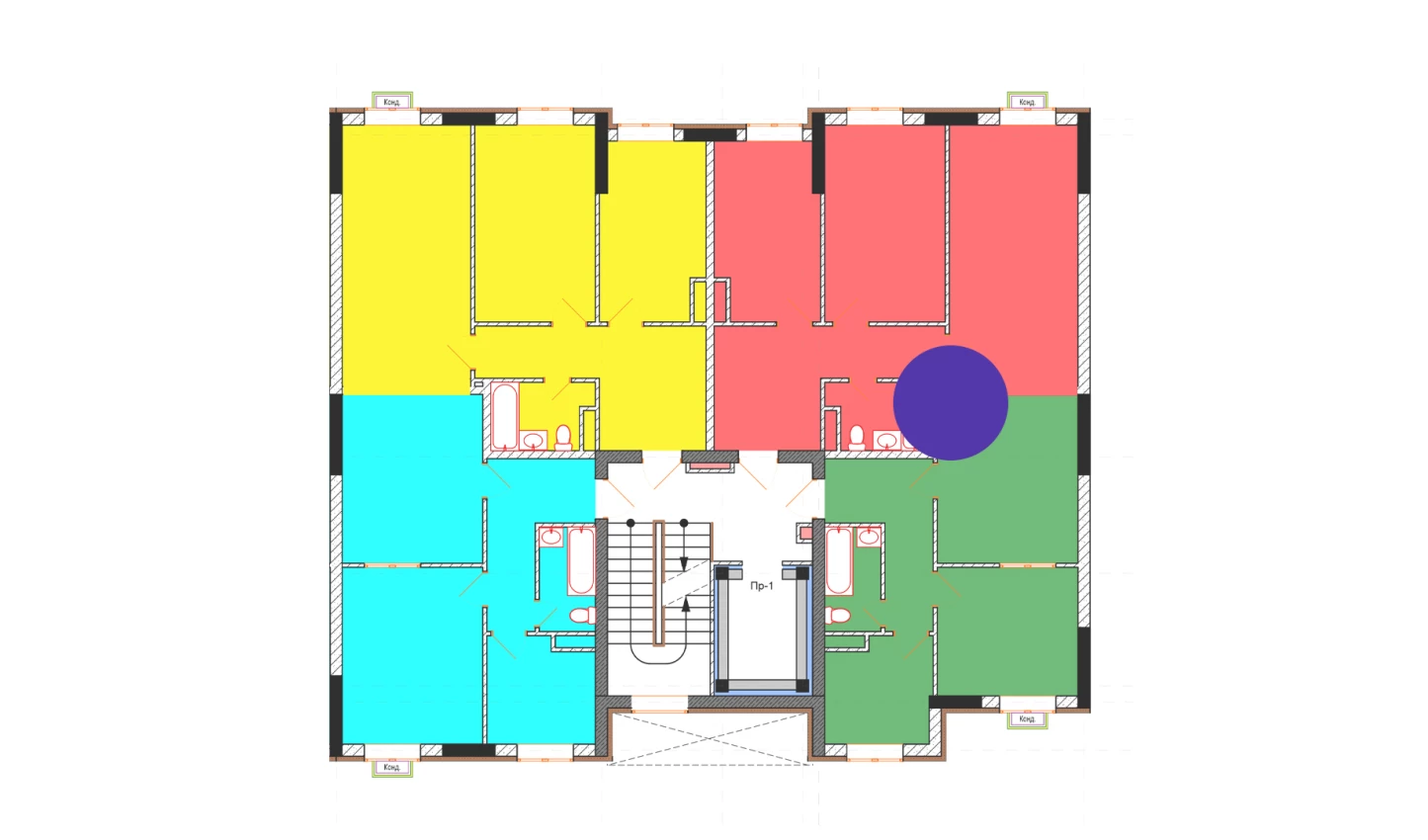 4-xonali xonadon 65 m²  1/1 qavat