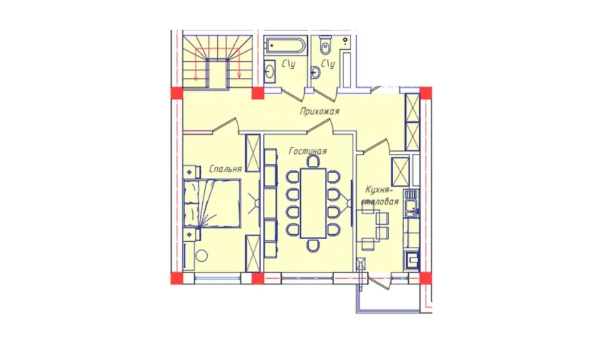 5-xonali xonadon 122.72 m²  7/8 qavat | STAR HOUSE RESIDENCE Turar-joy majmuasi