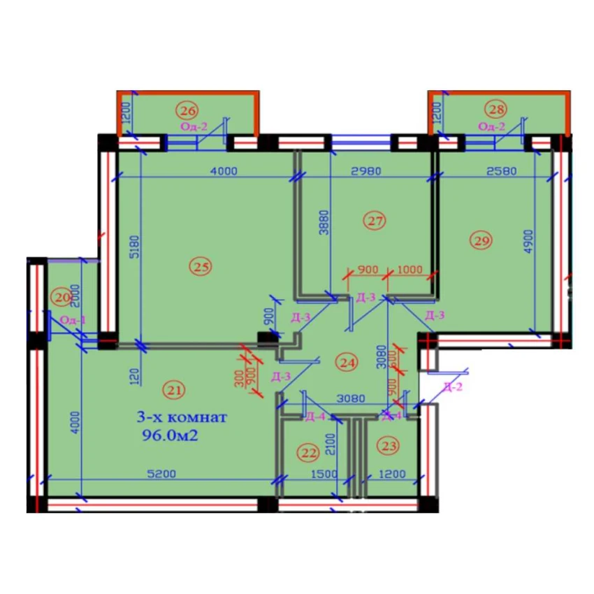 3-комн. квартира 96 м²  5/7 этаж | Жилой комплекс G'IJDUVON CITY