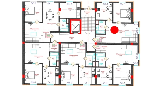 2-комнатная квартира 55.5 м²  1/12 этаж | Жилой комплекс CHINARA PARK