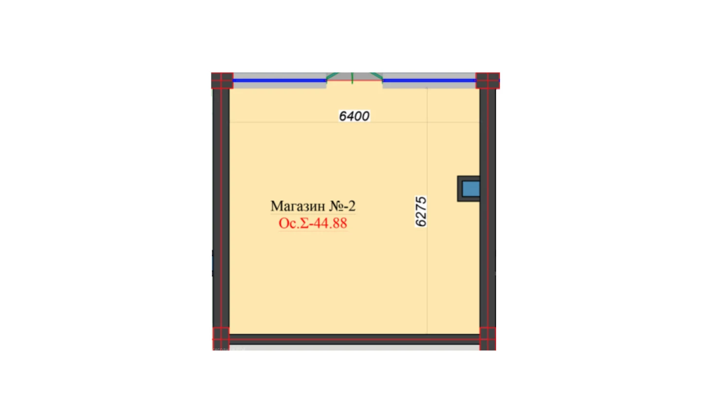 1-xonali xonadon 44.88 m²  0/0 qavat