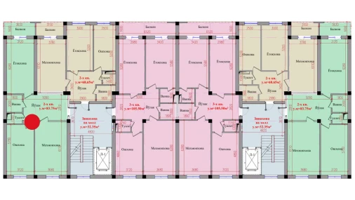 2-комнатная квартира 83.75 м²  5/8 этаж | Жилой комплекс Saxro