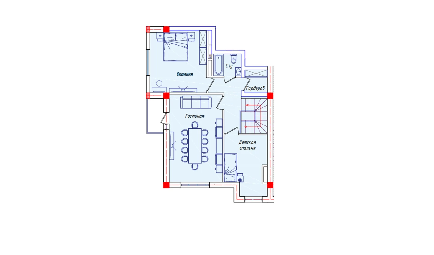 3-комнатная квартира 70.3 м²  8/8 этаж