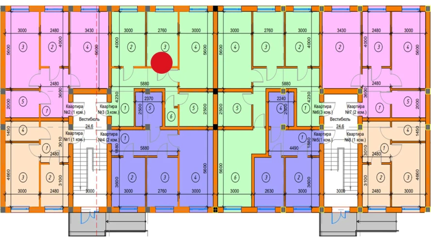 3-комнатная квартира 64.61 м²  1/1 этаж