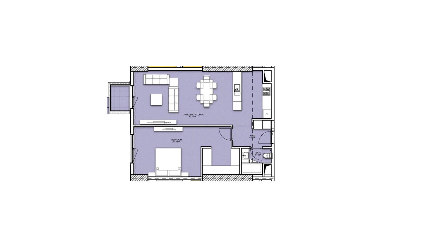 2-комнатная квартира 71.36 м²  19/19 этаж