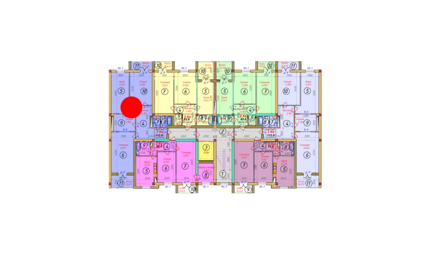 4-комнатная квартира 112.8 м²  4/4 этаж