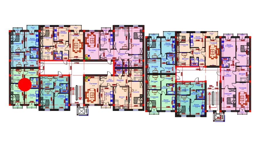 2-комнатная квартира 60 м²  8/8 этаж