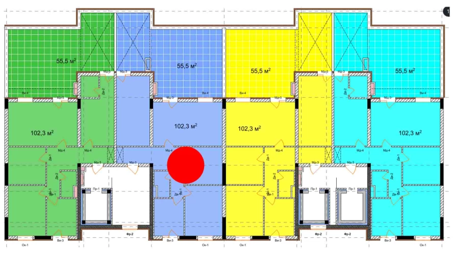 4-комнатная квартира 102.3 м²  13/13 этаж