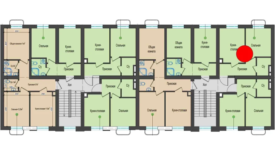 1-комнатная квартира 32.37 м²  1/1 этаж