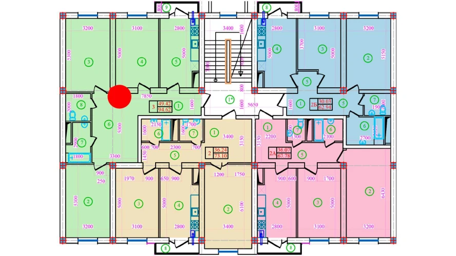 3-комнатная квартира 94.62 м²  3/3 этаж