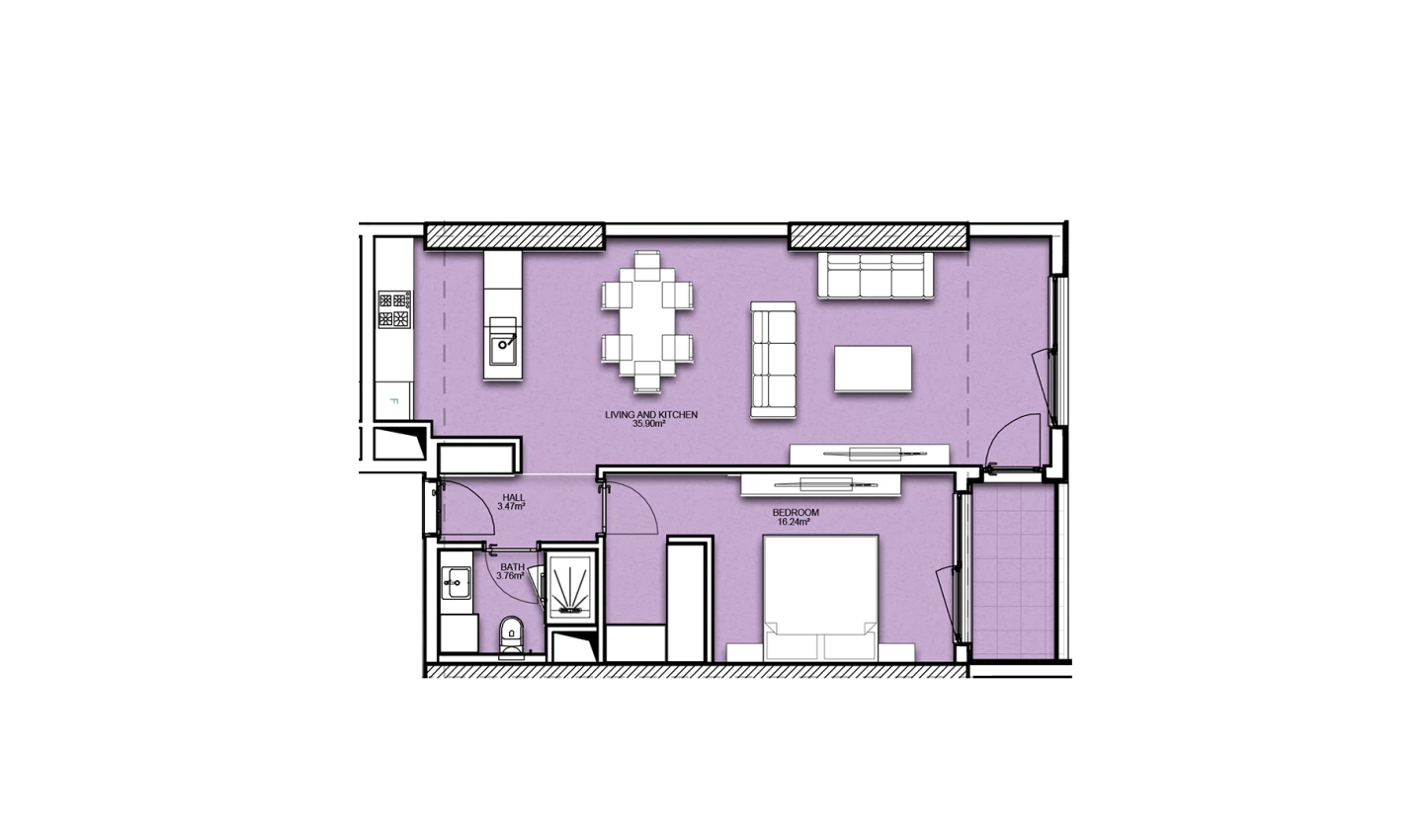 2-комнатная квартира 65 м²  8/8 этаж