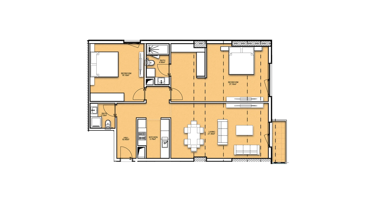 3-комнатная квартира 102.33 м²  19/19 этаж