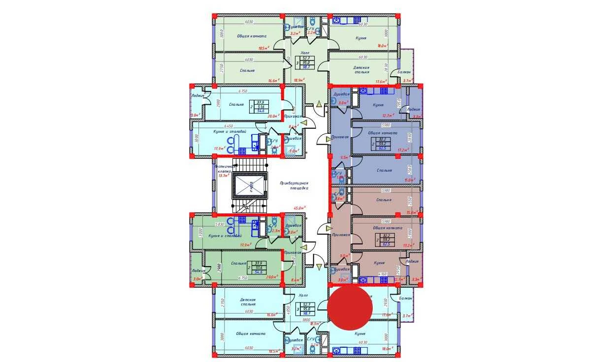 3-комнатная квартира 98.7 м²  4/4 этаж