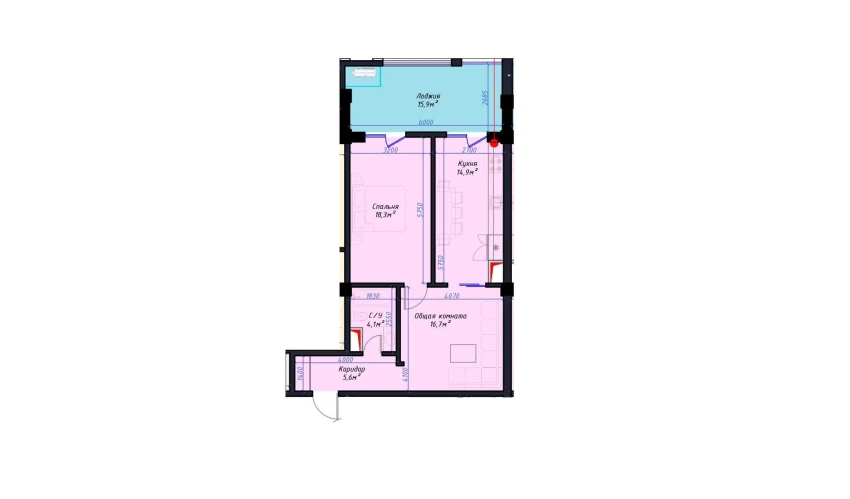 2-комнатная квартира 75.5 м²  6/14 этаж | Жилой комплекс Avia Palace