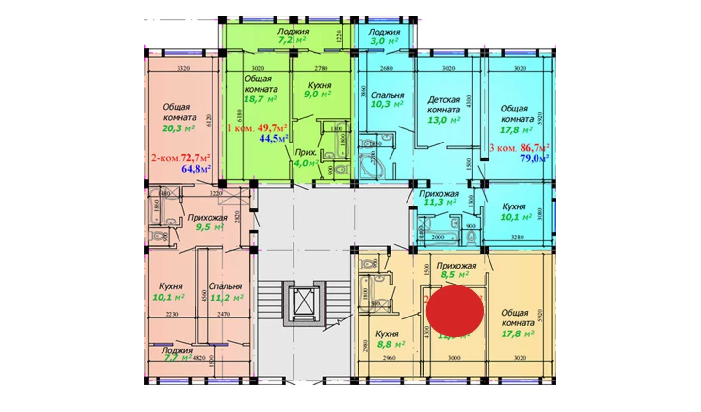 2-комнатная квартира 60.4 м²  1/1 этаж