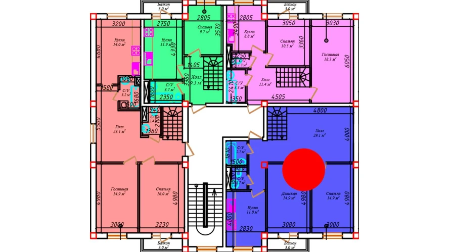 2-комнатная квартира 78.3 м²  5/5 этаж