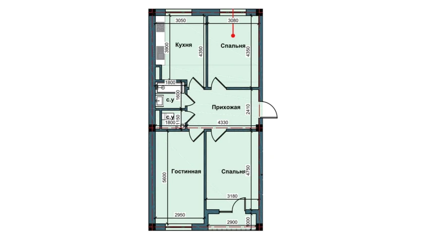 3-xonali xonadon 79.4 m²  2/9 qavat | NUR BARAKA Turar-joy majmuasi