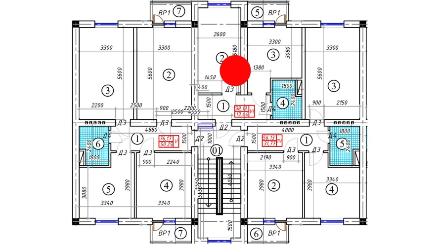 1-xonali xonadon 38.13 m²  2/5 qavat | BATOSH Turar-joy majmuasi