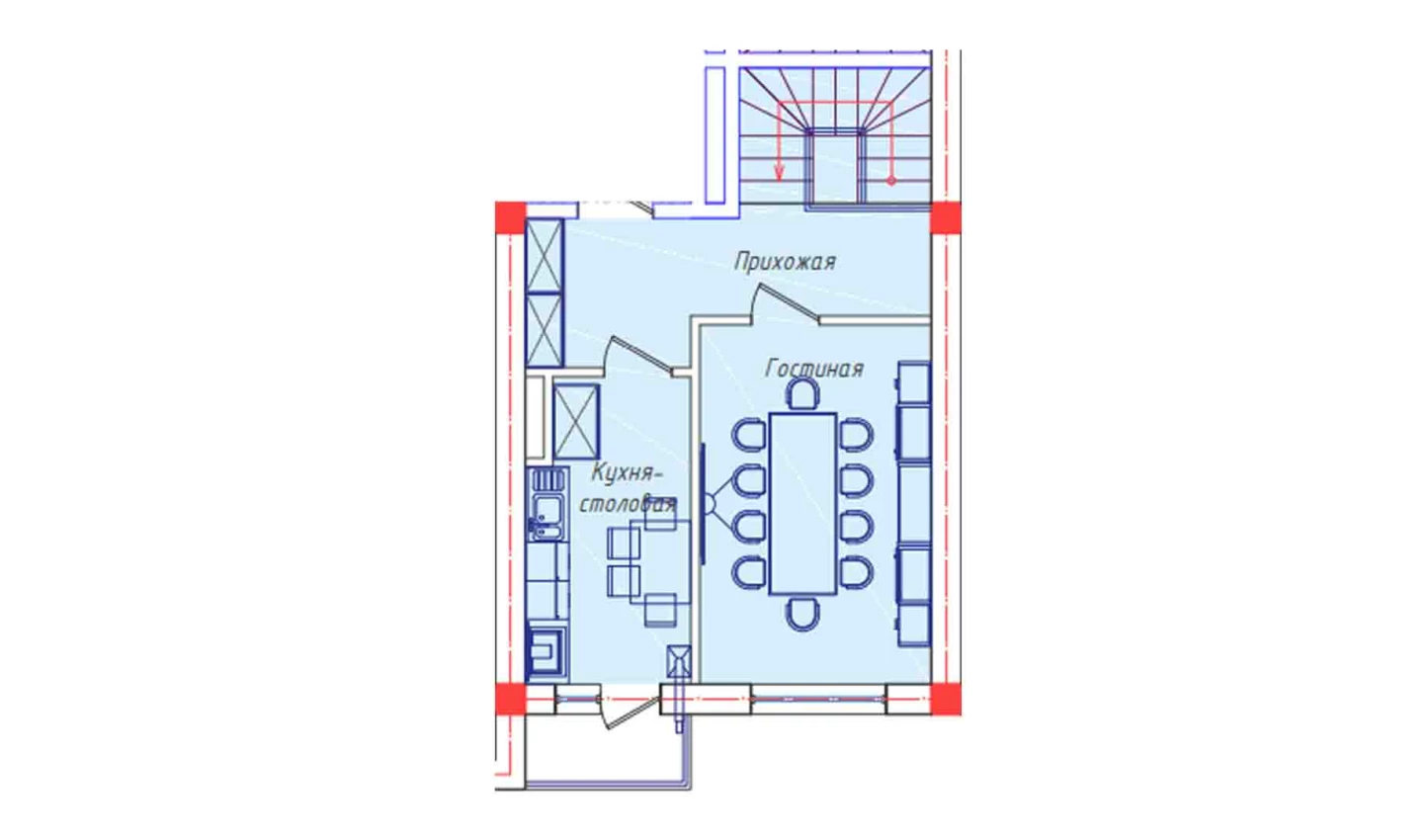 1-комнатная квартира 39.1 м²  4/4 этаж