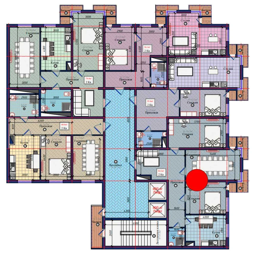 2-xonali xonadon 84.2 m²  2/2 qavat