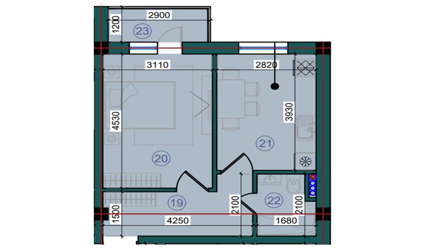 2-xonali xonadon 77.4 m²  7/7 qavat | Bristol Turar-joy majmuasi