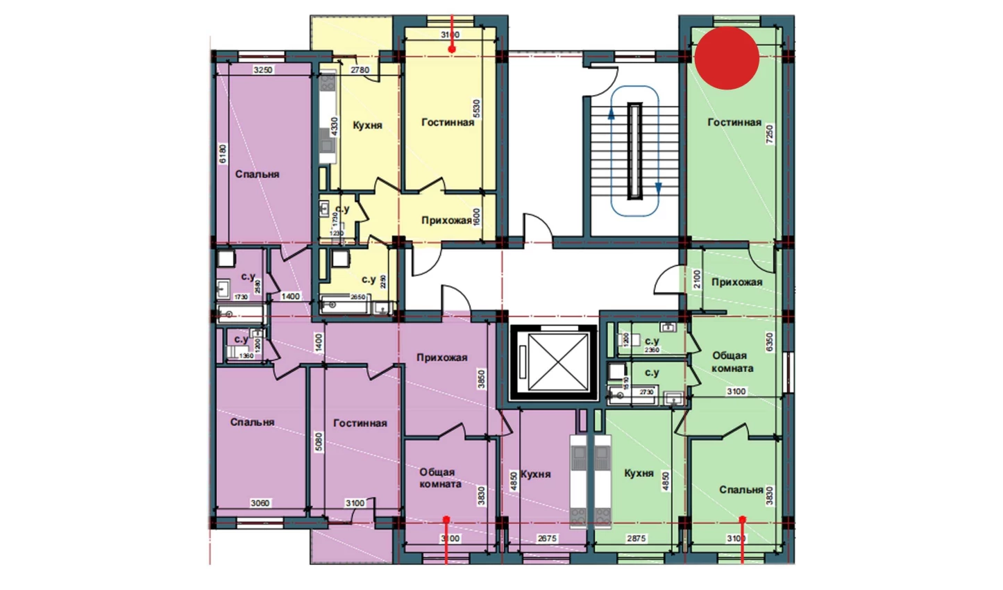 3-комнатная квартира 80 м²  11/11 этаж