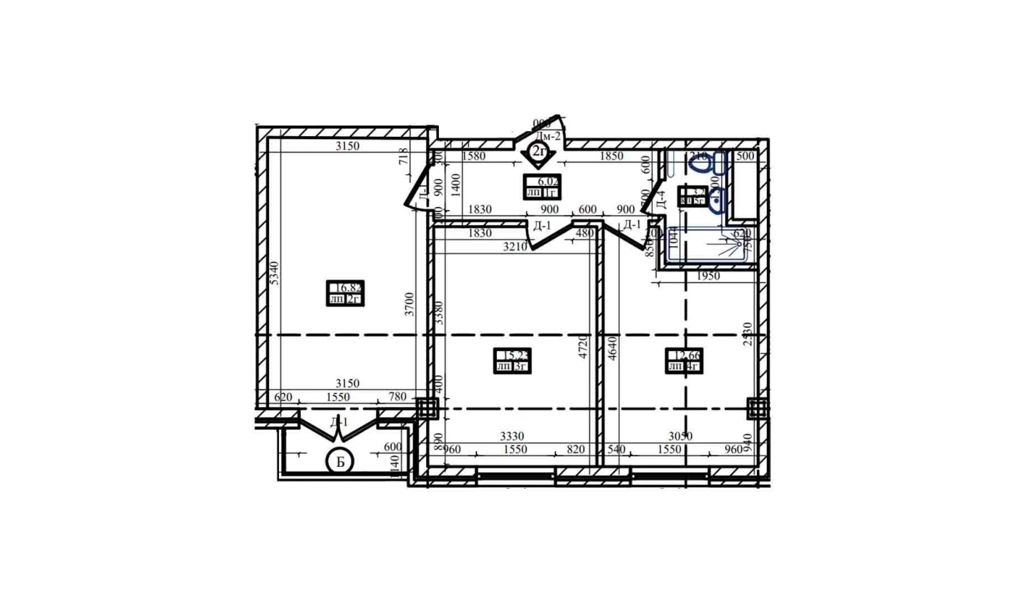 2-комнатная квартира 55.97 м²  7/7 этаж