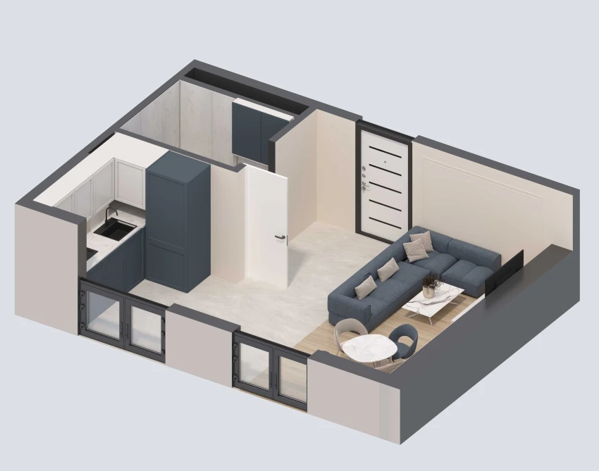 1-комнатная квартира 28.57 м²  11/11 этаж