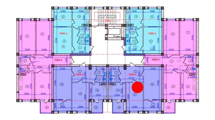 2-xonali xonadon 73.2 m²  6/6 qavat